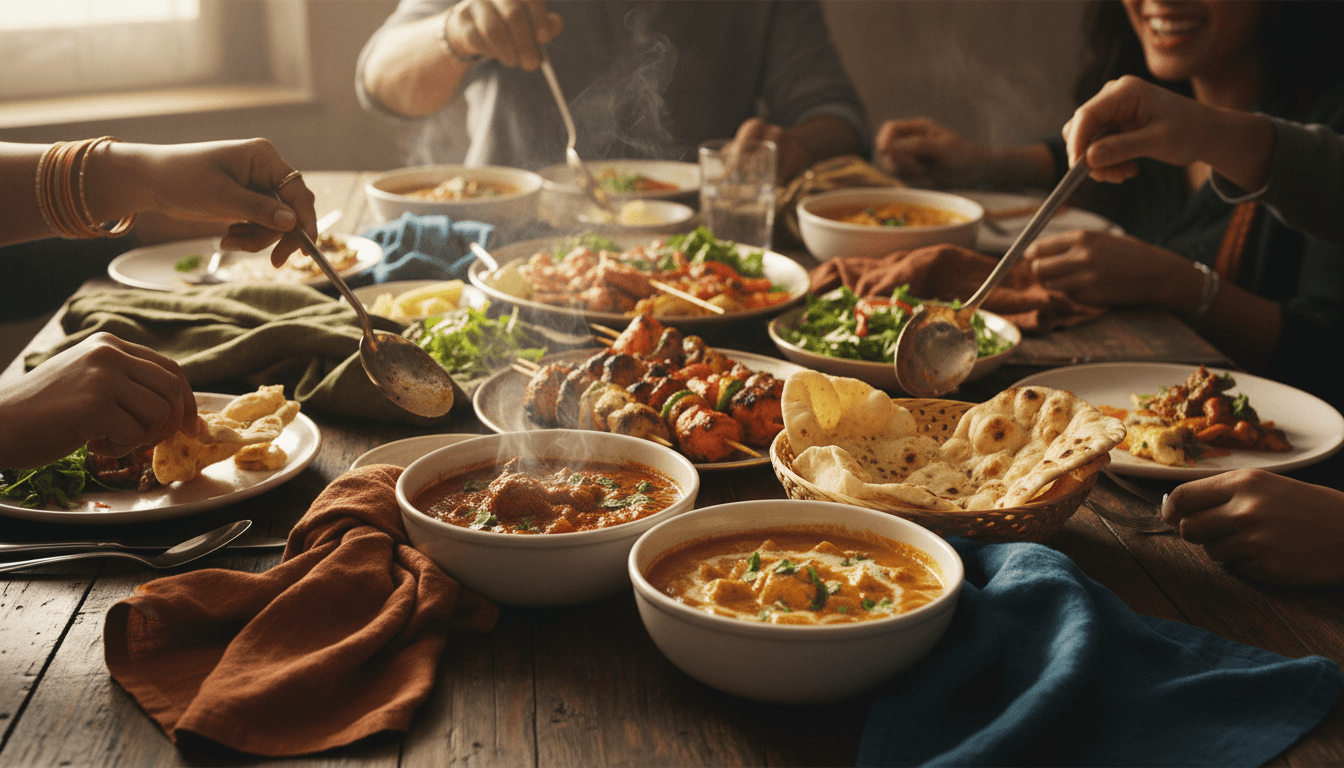 Family dinner made with Benimix seasoning